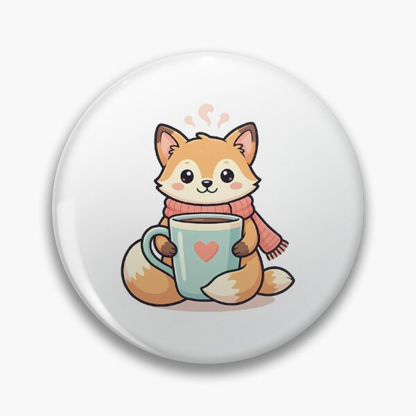 Item preview, Cute Kawaii Fox with Cozy Winter Scarf and Coffee designed and sold by YALLABUY.