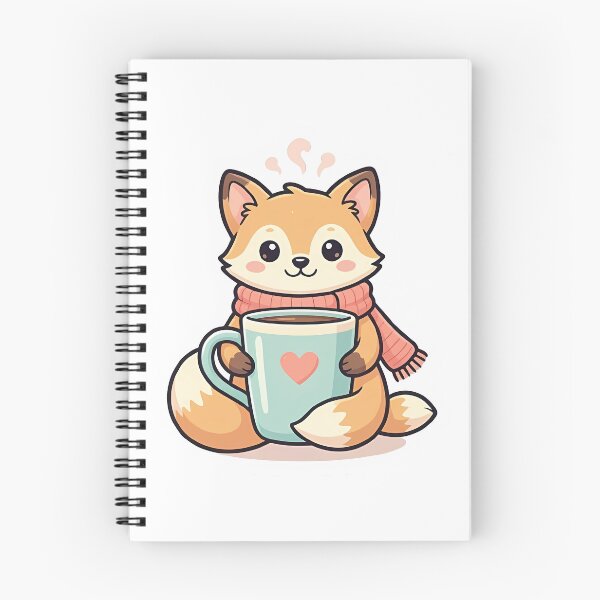 Item preview, Cute Kawaii Fox with Cozy Winter Scarf and Coffee designed and sold by YALLABUY.