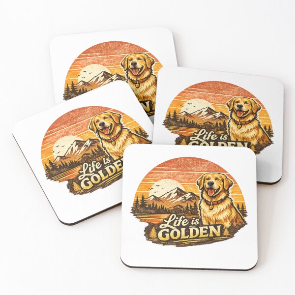 Item preview, Life Is Golden Golden Retriever Vintage Sunset Mountain Dog Lover Gift designed and sold by Ermicioi.