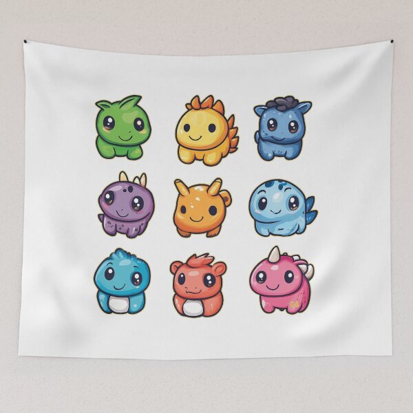 Item preview, Cute Chibi Monster Sticker Sheet Colorful Pocket Monsters Kids Cartoon Pack Poster designed and sold by DesignArtist.ia.