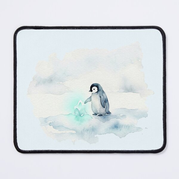 Item preview, Magical Glowing Ice Crystal and Baby Penguin Watercolor designed and sold by GrabaHuk.