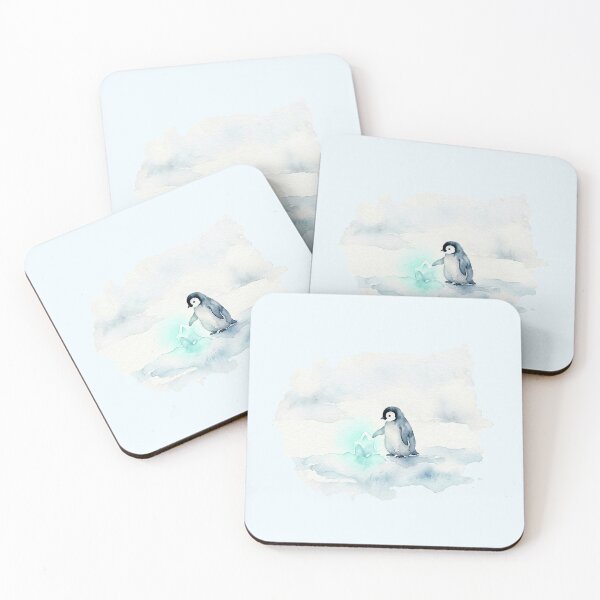 Item preview, Magical Glowing Ice Crystal and Baby Penguin Watercolor designed and sold by GrabaHuk.