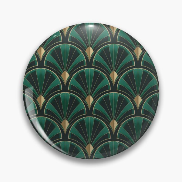 Item preview, Emerald Gold Art Deco Fan Pattern – Luxury Gatsby Geometric Wallpaper Design designed and sold by Tamas Das.
