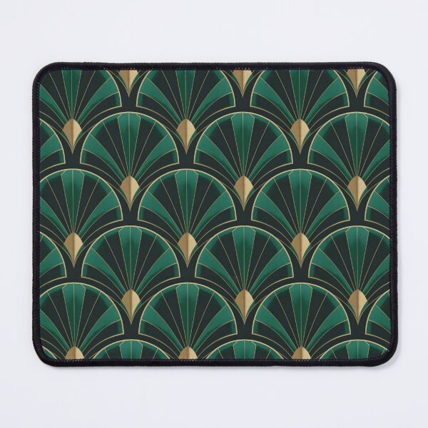 Item preview, Emerald Gold Art Deco Fan Pattern – Luxury Gatsby Geometric Wallpaper Design designed and sold by Tamas Das.