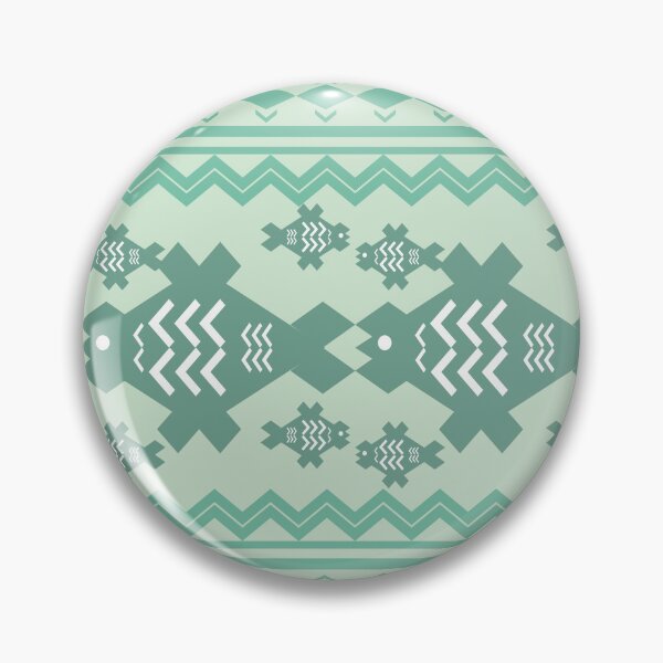 Item preview, Tribal Fish Geometric Seamless Border Pattern in Soft Green and Mint Colors designed and sold by EiArtist.