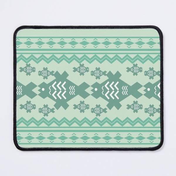 Item preview, Tribal Fish Geometric Seamless Border Pattern in Soft Green and Mint Colors designed and sold by EiArtist.