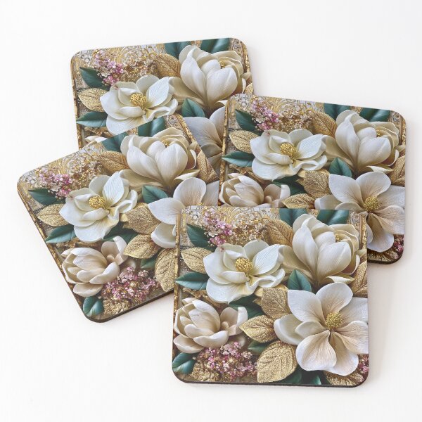 Item preview, Gilded Magnolia Bloom – Klimt-Inspired Luxury Floral Art designed and sold by VelvetThornsArt.
