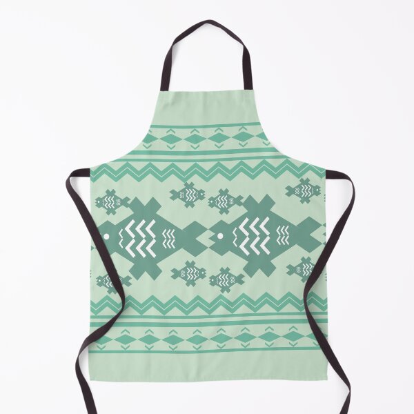 Item preview, Tribal Fish Geometric Seamless Border Pattern in Soft Green and Mint Colors designed and sold by EiArtist.
