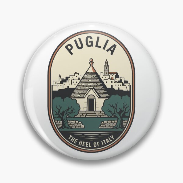 Item preview, Vintage Puglia Italy Travel Badge Trullo Olive Trees designed and sold by k3rstman1.