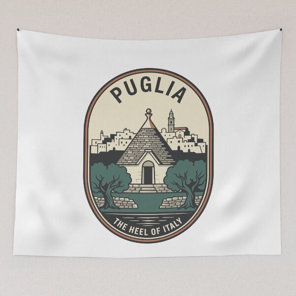 Item preview, Vintage Puglia Italy Travel Badge Trullo Olive Trees designed and sold by k3rstman1.