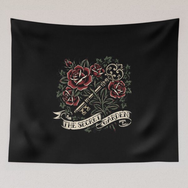 Item preview, The Secret Garden Traditional Tattoo Red Roses and Ornate Key designed and sold by Fenay Designs.