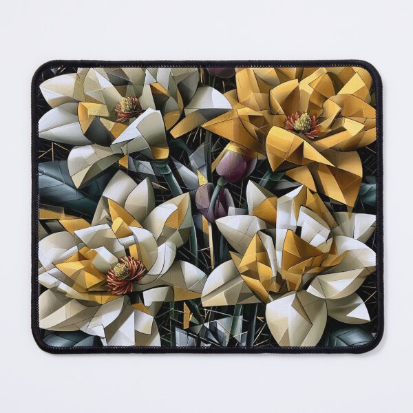 Item preview, Cubist Magnolia Bouquet – Golden Abstract Floral Art designed and sold by VelvetThornsArt.