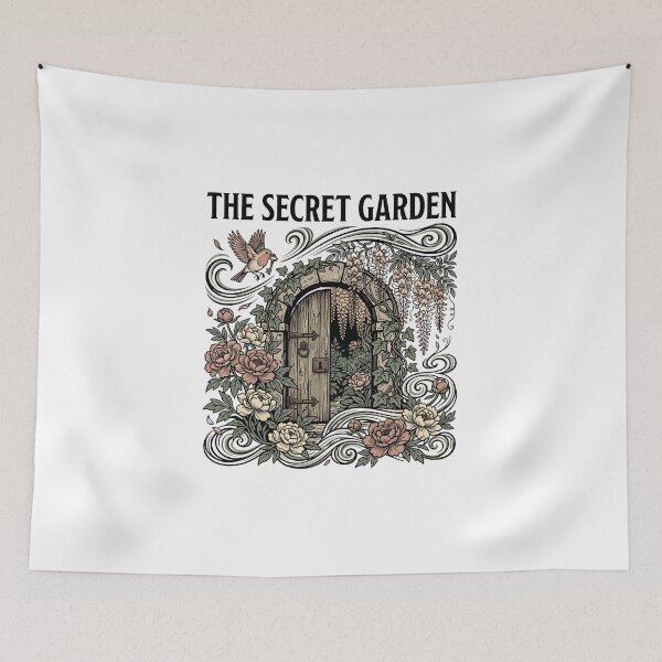 Item preview, Overgrown Stone Arch Door The Secret Garden Vintage Bird Art designed and sold by Fenay Designs.