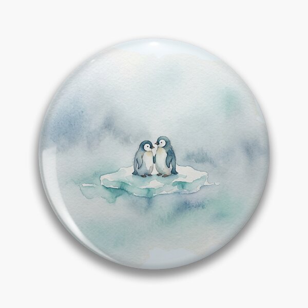 Item preview, Two Little Penguins on a Drifting Ice Floe Watercolor designed and sold by GrabaHuk.