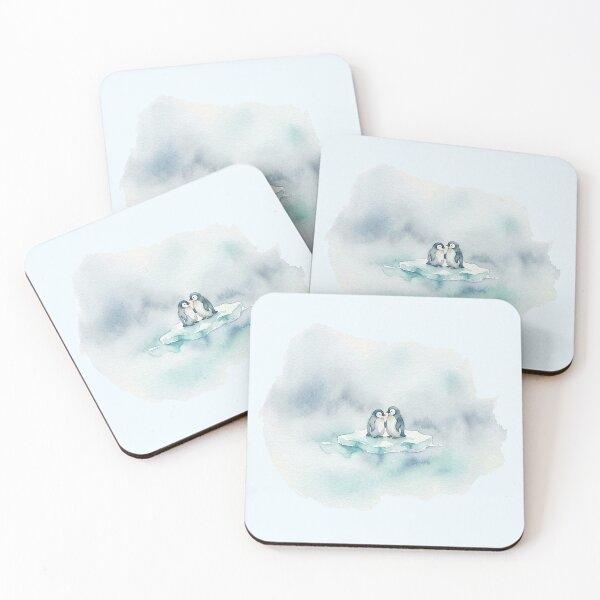 Item preview, Two Little Penguins on a Drifting Ice Floe Watercolor designed and sold by GrabaHuk.