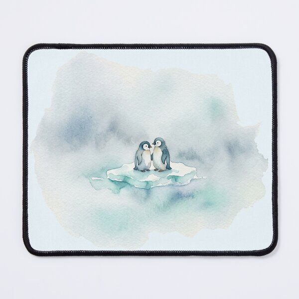 Item preview, Two Little Penguins on a Drifting Ice Floe Watercolor designed and sold by GrabaHuk.