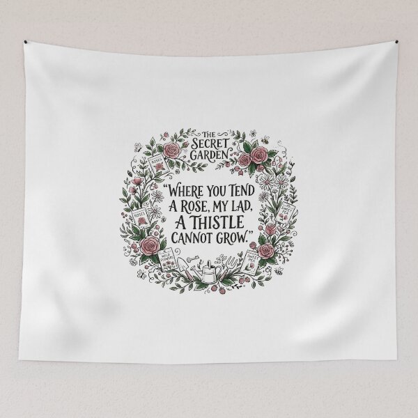 Item preview, Where You Tend A Rose The Secret Garden Floral Wreath Quote designed and sold by Fenay Designs.