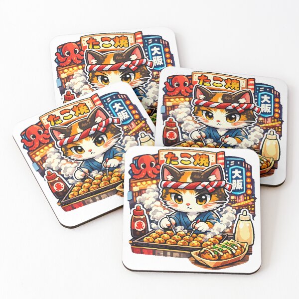 Item preview, Osaka Takoyaki Cat Sticker – Cute Kawaii Japanese Street Food Anime Design designed and sold by kawaii animal store (in Japan).