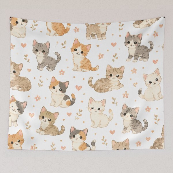 Item preview, Cute Cat Pattern – Kawaii Kitten Seamless Design designed and sold by Seculinator.