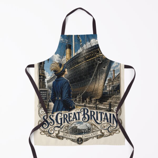 Item preview, SS Great Britain, Bristol, England [Wood Engraving] — Flapper Looking Up at the Massive Hull from the Dry Dock Quay designed and sold by elektronen.