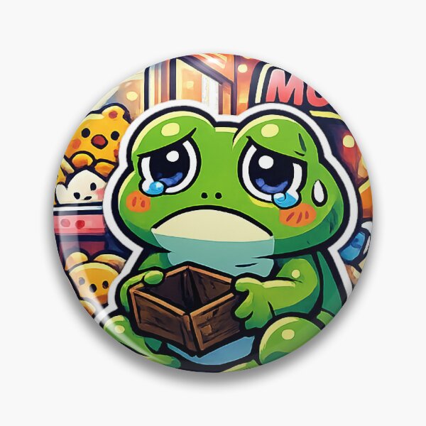 Item preview, Frog Who Spent Everything at the Japanese Arcade - One More Try Kawaii Sticker designed and sold by kawaii animal store (in Japan).