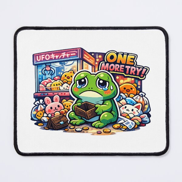 Item preview, Frog Who Spent Everything at the Japanese Arcade - One More Try Kawaii Sticker designed and sold by kawaii animal store (in Japan).