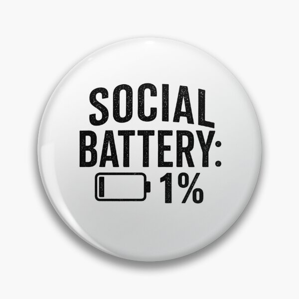 Item preview, Social Battery 1% – Funny Introvert Minimal Text Design Black and White designed and sold by Aniahck.