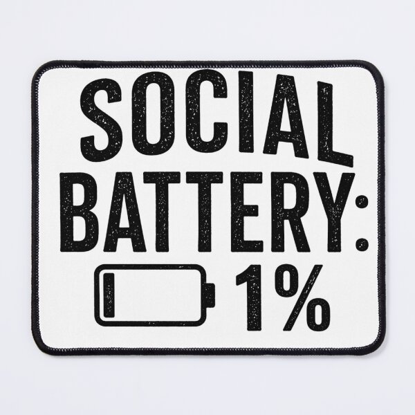 Item preview, Social Battery 1% – Funny Introvert Minimal Text Design Black and White designed and sold by Aniahck.