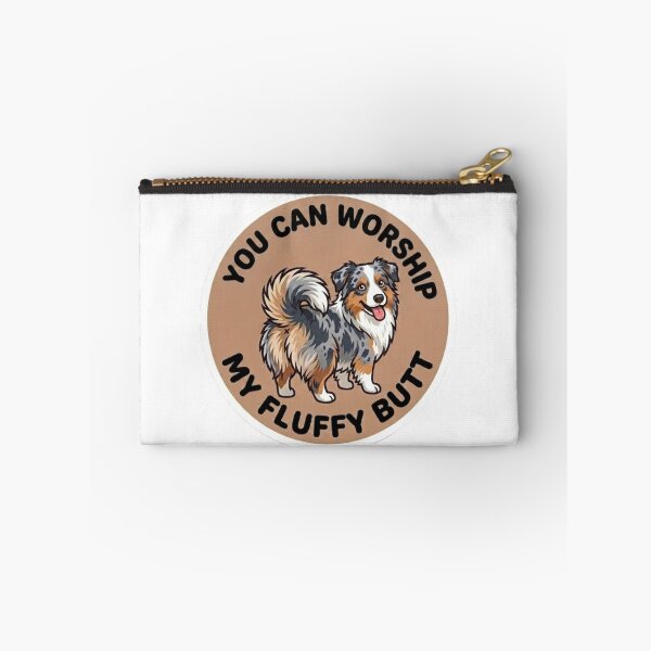 Item preview, You Can Worship My Fluffy Butt – Cute Blue Merle Aussie Doodle designed and sold by DailyStruggleCo.