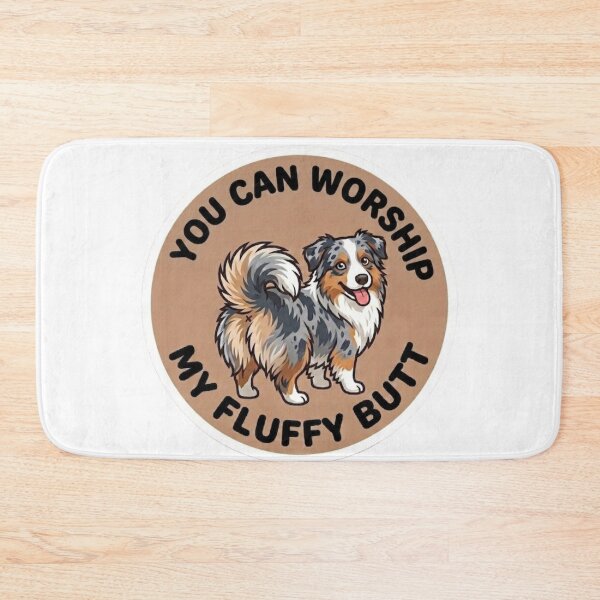 Item preview, You Can Worship My Fluffy Butt – Cute Blue Merle Aussie Doodle designed and sold by DailyStruggleCo.