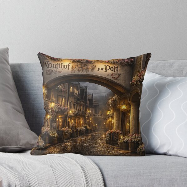 Item preview, Enchanted Old Town Passage at Dusk – Romantic Lantern-Lit Cobblestone Street with Flowers designed and sold by Hookesmode.