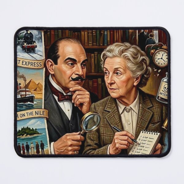 Item preview, Agatha Christie Poster – Hercule Poirot Miss Marple Whodunit Oil Painting designed and sold by Art's Diner.