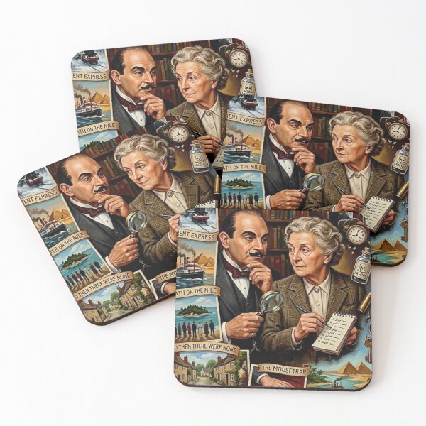 Item preview, Agatha Christie Poster – Hercule Poirot Miss Marple Whodunit Oil Painting designed and sold by Art's Diner.