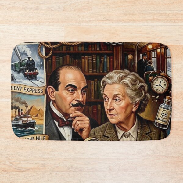 Item preview, Agatha Christie Poster – Hercule Poirot Miss Marple Whodunit Oil Painting designed and sold by Art's Diner.