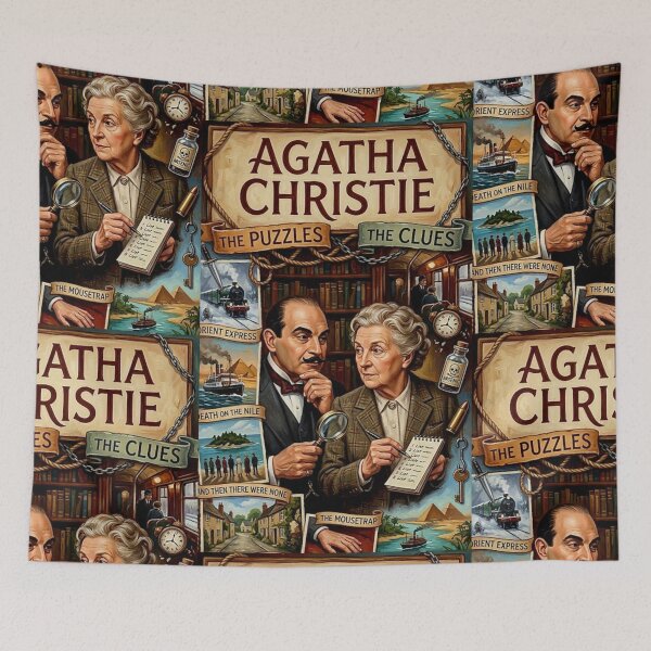 Item preview, Agatha Christie Poster – Hercule Poirot Miss Marple Whodunit Oil Painting designed and sold by Art's Diner.