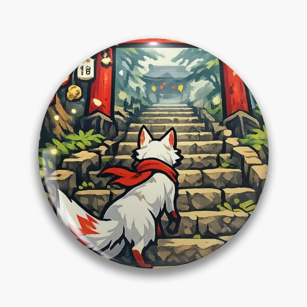 Item preview, Fox Climbing Shrine Stairs - Japanese Shrine Spirit Kawaii Sticker designed and sold by kawaii animal store (in Japan).