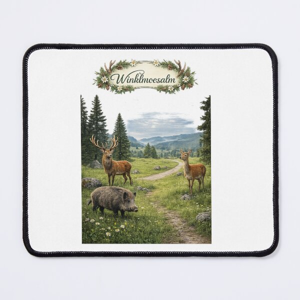 Item preview, Winklmoosalm Wildlife Alpine Meadow Art Print with Deer and Wild Boar designed and sold by Hookesmode.