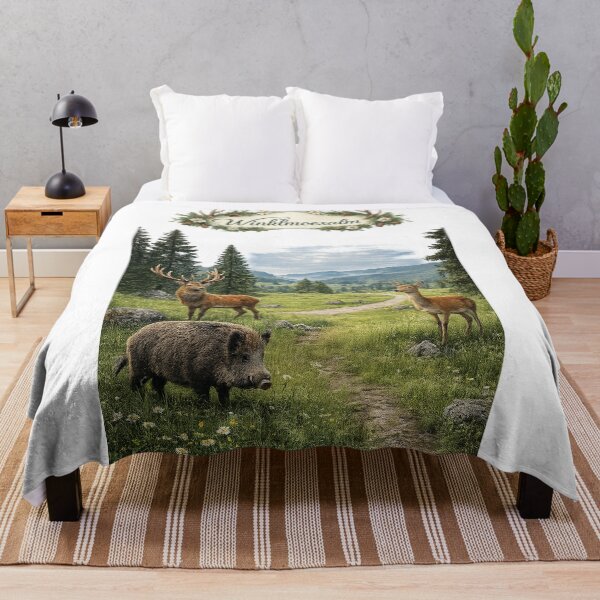 Item preview, Winklmoosalm Wildlife Alpine Meadow Art Print with Deer and Wild Boar designed and sold by Hookesmode.