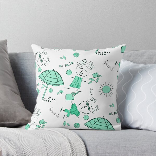 Item preview, Chic Summer Beach Doodle Seamless Pattern - Retro Resort Vibes Mint designed and sold by altastudio.