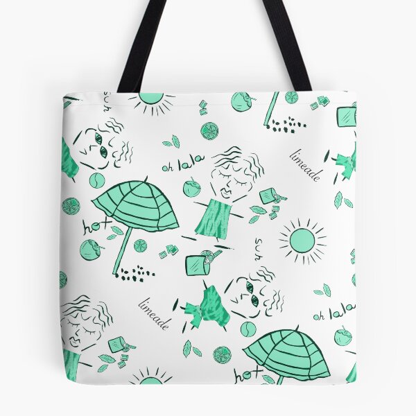 Item preview, Chic Summer Beach Doodle Seamless Pattern - Retro Resort Vibes Mint designed and sold by altastudio.
