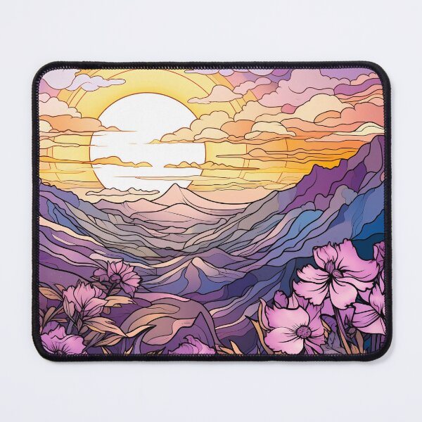 Item preview, Art Nouveau style landscape stained glass window designed and sold by RIOT SIGNAL.