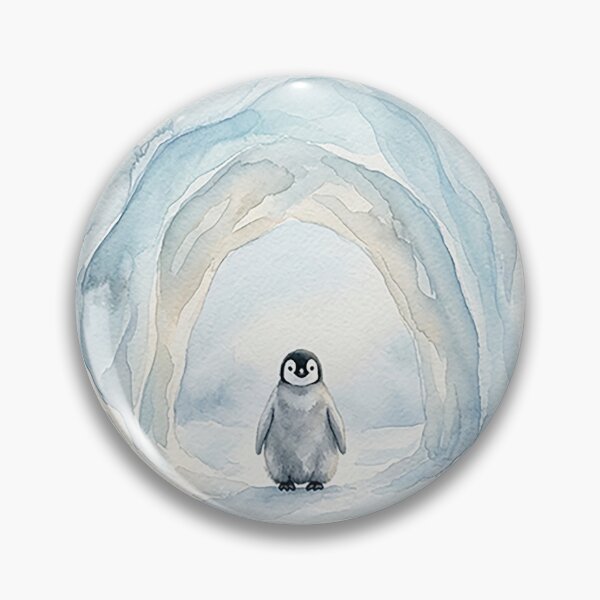 Item preview, Baby Penguin in a Dreamy Glacier Ice Arch Watercolor designed and sold by GrabaHuk.