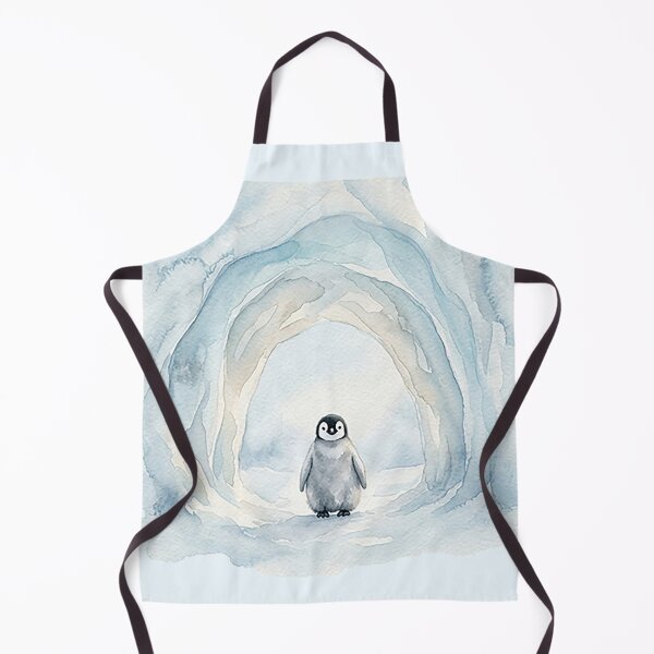 Item preview, Baby Penguin in a Dreamy Glacier Ice Arch Watercolor designed and sold by GrabaHuk.