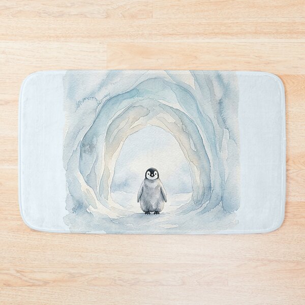 Item preview, Baby Penguin in a Dreamy Glacier Ice Arch Watercolor designed and sold by GrabaHuk.