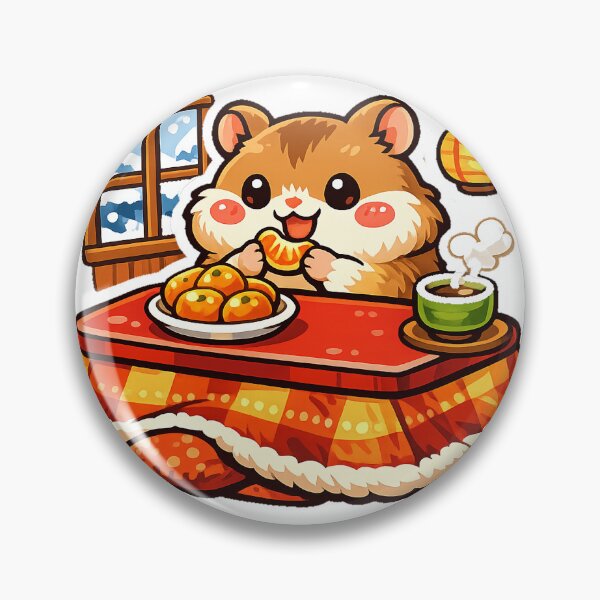 Item preview, Kawaii Hamster Eating Mikan Under Kotatsu - Cozy Japanese Winter Sticker designed and sold by kawaii animal store (in Japan).