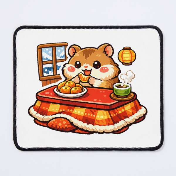 Item preview, Kawaii Hamster Eating Mikan Under Kotatsu - Cozy Japanese Winter Sticker designed and sold by kawaii animal store (in Japan).