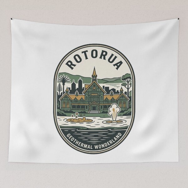 Item preview, Rotorua New Zealand Geothermal Wonderland Retro Emblem designed and sold by k3rstman1.