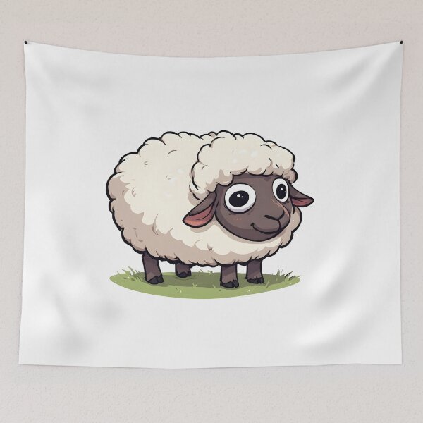 Item preview, Silly Fluffy Cartoon Sheep Standing on Grass – Adorable Farm Animal Illustration designed and sold by Karolina’s Cozy Creations.