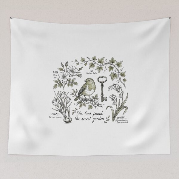 Item preview, She Had Found The Secret Garden Vintage Robin Botanical Art designed and sold by Fenay Designs.