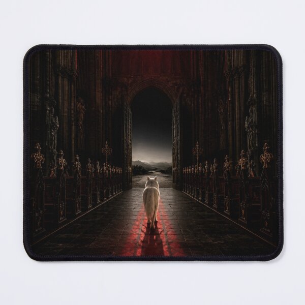 Item preview, White Wolf Exit Gothic Cathedral Dark Art Print designed and sold by GeoWhimsy Studio.
